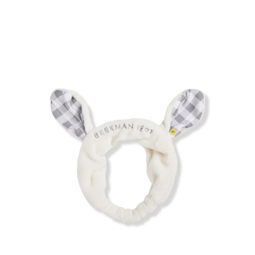 Beekman 1802 Goat Ears Spa Headband NWT Plaid & Plush Cream Skincare Headband